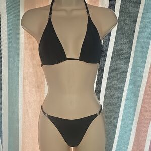 Sexy Black Addicted Triangle Bikini Set